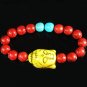 Turquoise Yellow Buddha Bead Red Blue Veins Ball Beads Stretch Bracelet ZZ2596