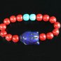 Turquoise Blue-Purple Buddha Bead Red Blue Veins Ball Beads Stretch Bracelet ZZ2597
