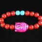 Turquoise Hot Pink Buddha Bead Red Blue Veins Ball Beads Stretch Bracelet ZZ2598