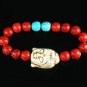 Turquoise White Buddha Bead Red Blue Veins Ball Beads Stretch Bracelet ZZ2599