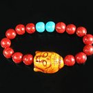 Turquoise Orange Buddha Bead Red Blue Veins Ball Beads Stretch Bracelet ZZ2600