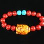 Turquoise Orange Buddha Bead Red Blue Veins Ball Beads Stretch Bracelet ZZ2600