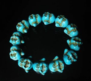 Turquoise Colorful Baby Blue Buddha Beads Stretch Bracelet for Men ZZ2604