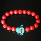 Turquoise Baby Blue Buddha Bead Red Veins Ball Beads Prayer Mala Stretch Bracelet ZZ2607
