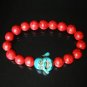 Turquoise Baby Blue Buddha Bead Red Veins Ball Beads Prayer Mala Stretch Bracelet ZZ2607