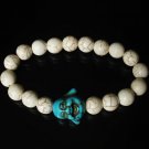 Turquoise Baby Blue Buddha Bead White Veins Ball Beads Prayer Mala Stretch Bracelet ZZ2610