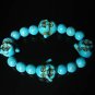 Turquoise Baby Blue Buddha Bead Veins Ball Beads Prayer Mala Stretch Bracelet ZZ2611