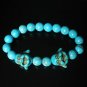 Turquoise Baby Blue Buddha Bead Veins Ball Beads Prayer Mala Stretch Bracelet ZZ2612