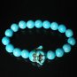 Turquoise Baby Blue Buddha Bead Veins Ball Beads Prayer Mala Stretch Bracelet ZZ2613