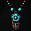 Tibet and Nepal Magnificent Brass Resin Beads amulet pendant Necklace EG1073