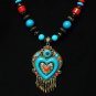 Tibet and Nepal Magnificent Brass Resin Beads amulet pendant Necklace EG1076