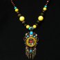 Tibet and Nepal Magnificent Brass Resin Beads amulet pendant Necklace EG1078