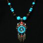 Tibet and Nepal Magnificent Brass Resin Beads amulet pendant Necklace EG1080
