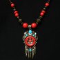 Tibet and Nepal Magnificent Brass Resin Beads amulet pendant Necklace EG1081