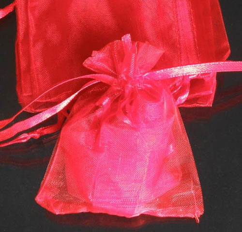 50pcs Red 2.7x3.5inch(7x9cm) Organza Bag Pouch for Gift Jewelry Solid Color