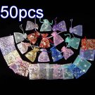 50pcs Mixed 2.7x3.5inch(7x9cm) Organza Bags Pouch for Gift Jewelry Random Design