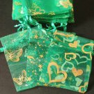 50pcs Green 2.7x3.5inch(7x9cm) Organza Bags Pouch for Gift Jewelry Random Design