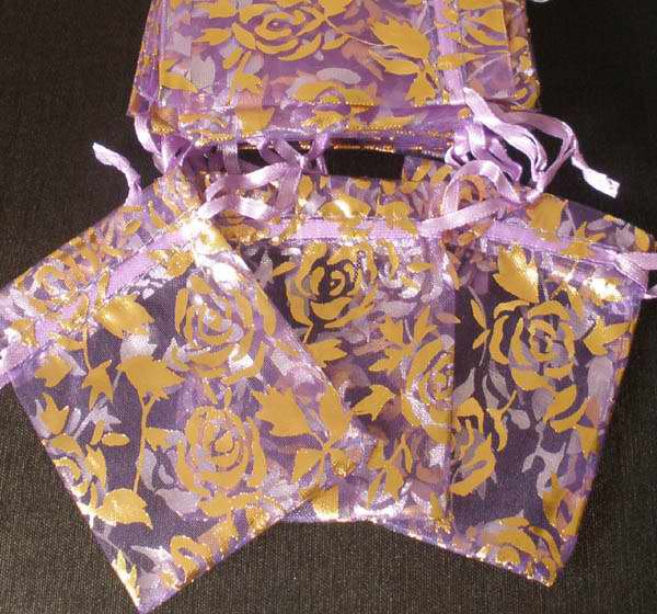 50pcs Purple 2.7x3.5inch(7x9cm) Organza Bags Pouch for Gift Jewelry Random Design