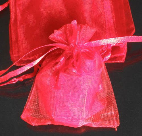 50pcs Red 3.5x4.6inch(9x12cm) Organza Bags Pouch for Gift Jewelry Solid Color