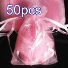 50pcs Baby Pink 3.5x4.6inch(9x12cm) Organza Bags Pouch for Gift Jewelry Solid Color