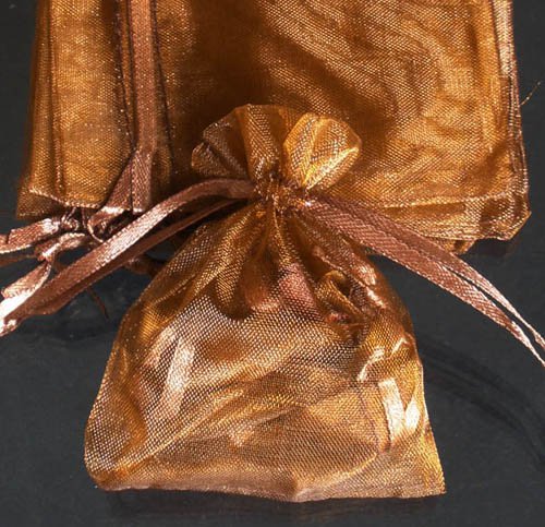 50pcs Brown Coffee 3.5x4.6inch(9x12cm) Organza Bags Pouch for Gift Jewelry Solid Color