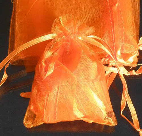 50pcs Orange 3.5x4.6inch(9x12cm) Organza Bags Pouch for Gift Jewelry Solid Color