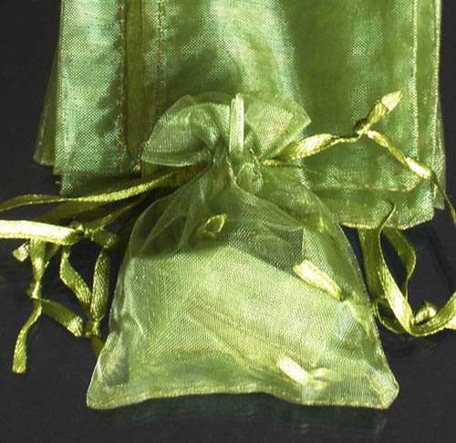 50pcs Olive Green 3.5x4.6inch(9x12cm) Organza Bags Pouch for Gift Jewelry Solid Color