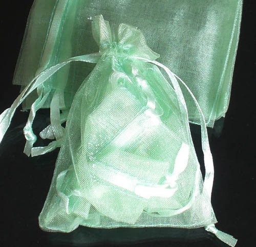 50pcs Mint Light Green 3.5x4.6inch(9x12cm) Organza Bags Pouch for Gift Jewelry Solid Color