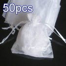 50pcs White 3.5x4.6inch(9x12cm) Organza Bags Pouch for Gift Jewelry Solid Color