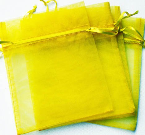 50pcs Yellow 3.5x4.6inch(9x12cm) Organza Bags Pouch for Gift Jewelry Solid Color