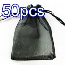 50pcs Black 4.5x6.5inch(12x17cm) Organza Bags Pouch for Gift Jewelry Solid Color