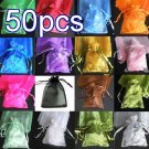 50pcs Mixed 6.5x9inch(17x23cm) Organza Bags Pouch for Gift Jewelry Solid Color