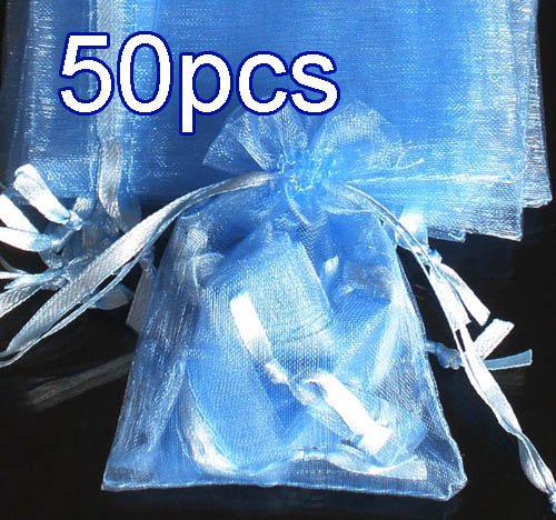 50pcs Baby Blue 6.5x9inch(17x23cm) Organza Bags Pouch for Gift Jewelry Solid Color