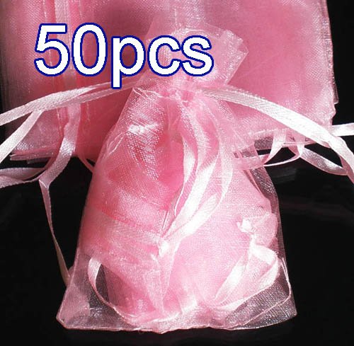 50pcs Baby Pink 6.5x9inch(17x23cm) Organza Bags Pouch for Gift Jewelry Solid Color