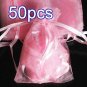 50pcs Baby Pink 6.5x9inch(17x23cm) Organza Bags Pouch for Gift Jewelry Solid Color