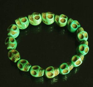 Wholesale 12pcs Cool Light Green Turquoise Skulls Chain Bracelet for Men Women ZZ202
