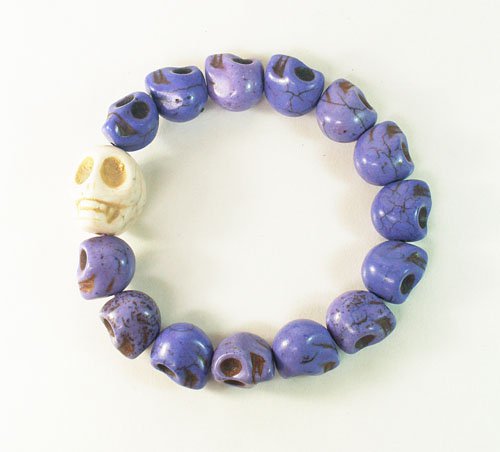 Wholesale 12pcs White Purple Turquoise Skulls Chain Bracelet for Men Women ZZ220