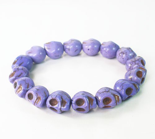 Wholesale 12pcs Purple Turquoise Skulls Chain Bracelet for Men Women ZZ222