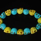 Wholesale 12pcs New Twin Color Turquoise Baby Blue Yellow Skull Bead Beads Stretch Bracelet ZZ2245