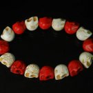 Wholesale 12pcs New Twin Color Turquoise White Red Skull Bead Beads Stretch Bracelet ZZ2253