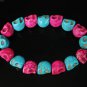 Wholesale 12pcs New Twin Color Turquoise Hot Pink Black Skull Bead Beads Stretch Bracelet ZZ2264