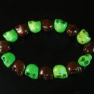 Wholesale 12pcs New Twin Color Turquoise Green Brown Skull Bead Beads Stretch Bracelet ZZ2280