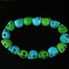 Wholesale 12pcs New Twin Color Turquoise Green Baby Blue Skull Bead Beads Stretch Bracelet ZZ2281
