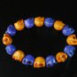 Wholesale 12pcs New Twin Color Turquoise Orange Purple Skull Bead Beads Stretch Bracelet ZZ2285
