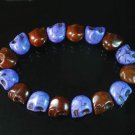 Wholesale 12pcs New Twin Color Turquoise Brown Purple Skull Bead Beads Stretch Bracelet ZZ2286