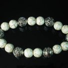 Wholesale 12pcs Silvery Plated Resin Bead Turquoise White Bead Stretch Bracelet ZZ2122