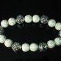 Wholesale 12pcs Silvery Plated Resin Bead Turquoise White Bead Stretch Bracelet ZZ2122