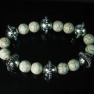 Wholesale 12pcs Silvery Plated Resin Bead Turquoise White Bead Stretch Bracelet ZZ2126
