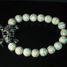 Wholesale 12pcs Silvery Plated Resin Bead Turquoise White Bead Stretch Bracelet ZZ2127