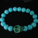 Wholesale 12pcs Turquoise Green Skull Bead Baby Blue Veins Ball Beads Stretch Bracelet ZZ228